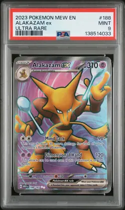 2023 POKEMON MEW EN-151 ULTRA RARE #188 ALAKAZAM EX PSA 9 - Image 1