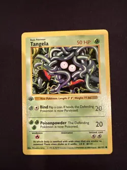 Pokemon TCG Base Set 1st Edition Shadowless Tangela 66/102 Excellent Condition!! - Image 1