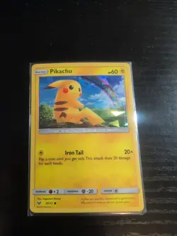 2017 Pikachu Holo Pokemon Trading Card 28/73 Holo Pikachu Card Rainbow (JB) - Image 1