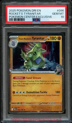 Pokemon Promo Pokemon Center Team Rocket's Tyranitar 096 PSA 10 - Image 1