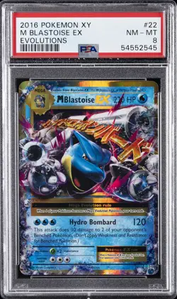 2016 POKEMON XY EVOLUTIONS #22 M BLASTOISE EX PSA 8 - Image 1