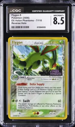 2006 POKEMON EX HOLON PHANTOMS REVERSE HOLO #7/110 FLYGON CGC 8.5 - Image 1