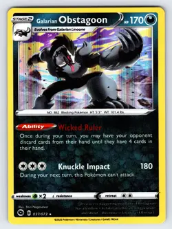 Galarian Obstagoon 037/073 2020 Champions Path Pokemon Card TCG Holo Rare - Nm - Image 1