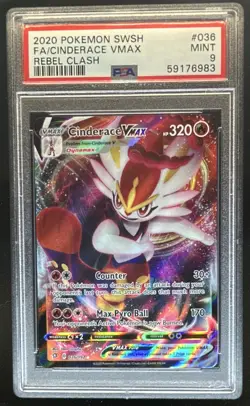 2020 Pokemon SWSH Rebel Clash Cinderace VM Full Art #036/192 PSA 9 - Image 1