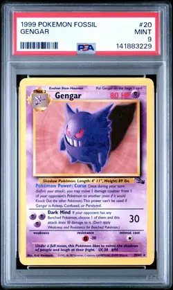 1999 POKEMON FOSSIL #20 GENGAR PSA 9 - Image 1