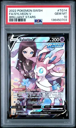 2022 POKEMON SWORD & SHIELD BRILLIANT STARS #TG14 FULL ART/SYLVEON V PSA 10 - Image 1