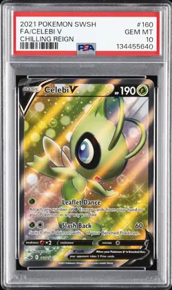 2021 POKEMON SWORD & SHIELD CHILLING REIGN #160 FULL ART/CELEBI V PSA 10 - Image 1