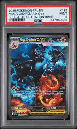 2025 POKEMON PFL SPECIAL ILLUSTRATION RARE #125 MEGA CHARIZARD X EX PSA 9 - Image 1