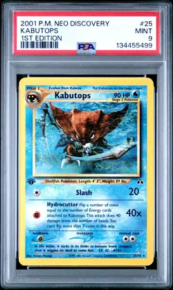 2001 POKEMON NEO DISCOVERY 1ST EDITION #25 KABUTOPS PSA 9 - Image 1