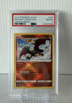 2023 POKEMON SWORD & SHIELD CROWN ZENITH #020 RADIANT CHARIZARD PSA 8 NM-MT - Image 1