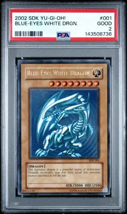 2002 YU-GI-OH! STARTER DECK: KAIBA #001 BLUE-EYES WHITE DRAGON PSA 2 - Image 1