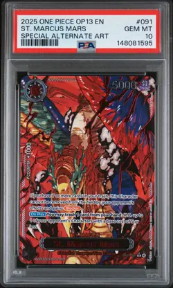 2025 ONE PIECE OP13-CARRYING ON HIS WILL ALT ART #091 ST. MARCUS MARS PSA 10 - Image 1