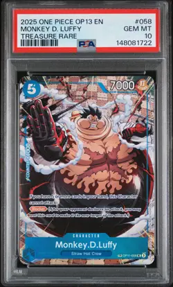 2025 ONE PIECE OP13-CARRYING ON HIS WILL TREASURE RARE MONKEY D. LUFFY PSA 10 - Image 1