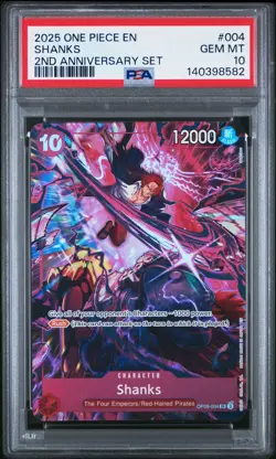 2025 ONE PIECE ENGLISH VERSION 2ND ANV SET #004 SHANKS PSA 10 - Image 1