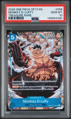2025 ONE PIECE OP13-CARRYING ON HIS WILL TREASURE RARE MONKEY D. LUFFY PSA 10 - Image 1