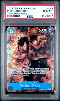 2025 ONE PIECE OP10-ROYAL BLOOD TREASURE RARE #052 PORTGAS D. ACE PSA 10 - Image 1