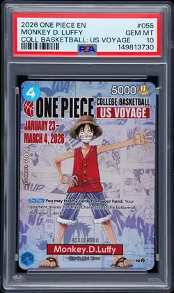 2026 ONE PIECE PROMOS ONE PIECE COLLEGE BK: US VOYAGE MONKEY D. LUFFY PSA 10 - Image 1