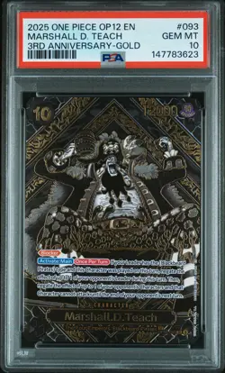 2025 ONE PIECE OP12-LEGACY OF THE MASTER 3RD ANV-GOLD MARSHALL D. TEACH PSA 10 - Image 1
