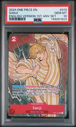 2024 ONE PIECE ENGLISH VERSION 1ST ANV SET #013 SANJI PSA 10 - Image 1