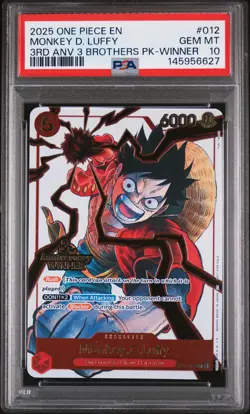 2025 ONE PIECE 3RD ANV TOURNAMENT 3 BROTHERS PACK WINNER MONKEY D. LUFFY PSA 10 - Image 1
