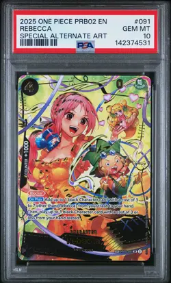 2025 ONE PIECE PRB02-VOL.2 SPECIAL ALTERNATE ART REBECCA PSA 10 - Image 1