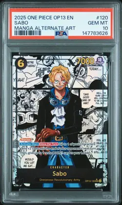 2025 ONE PIECE OP13-CARRYING ON HIS WILL MANGA ALTERNATE ART #120 SABO PSA 10 - Image 1
