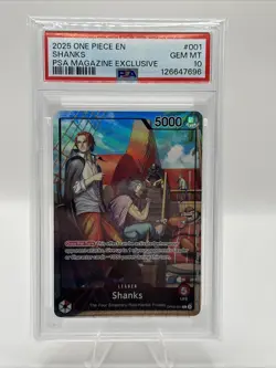 2025 ONE PIECE PROMOS PSA MAGAZINE EXCLUSIVE #001 SHANKS PSA 10 - Image 1