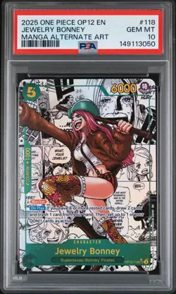 2025 ONE PIECE MANGA ALT ART OP12-118 LEGACY OF THE MASTER JEWELRY BONNEY PSA 10 - Image 1