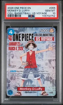 2026 ONE PIECE PROMOS ONE PIECE COLLEGE BK: US VOYAGE MONKEY D. LUFFY PSA 10 - Image 1