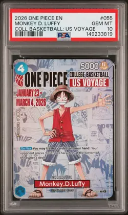 2026 ONE PIECE PROMOS ONE PIECE COLLEGE BK: US VOYAGE MONKEY D. LUFFY PSA 10 - Image 1