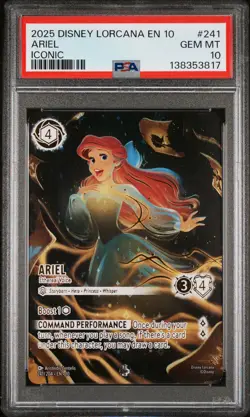 2025 DISNEY LORCANA WHISPERS IN THE WELL ICONIC ARIEL ETHEREAL VOICE PSA 10 - Image 1