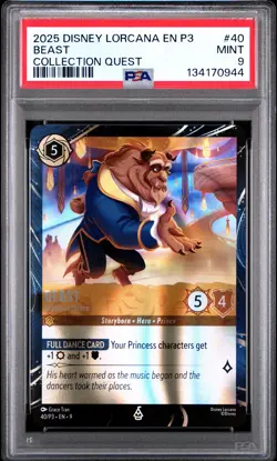 2025 DISNEY LORCANA EN P3-PROMO QUEST #40 BEAST - GRACIOUS PRINCE PSA 9 - Image 1