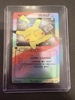 BREAKOUT 1st Edition Pokederp Achu Pikachu 6/7 First Print Custom Derpy Card - Image 1