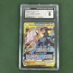 CGC 8 Reshiram & Zekrom GX 2019 Cosmic Eclipse 157/236 Holo Pokemon Card - Image 1