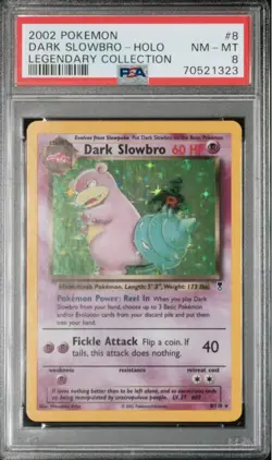Pokemon Legendary Collection Dark Slowbro 8/110 PSA 8 Holo Rare English Card - Image 1