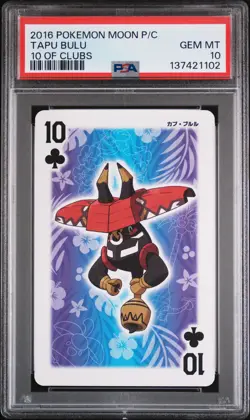 2016 POKEMON MOON PLAYING CARDS 10 OF CLUBS TAPU BULU PSA 10 - Image 1
