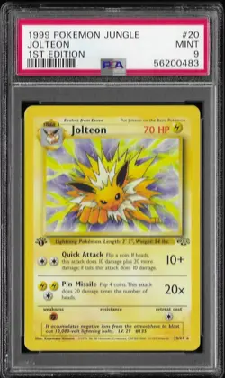 1999 Pokemon Jungle #20 Jolteon 1st edition PSA 9 MINT card 20/64 - Image 1