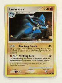 Pokemon LUCARIO Card 2/17 Holo Rare MP POP Series 8 Unlimited Moderate Play - Image 1