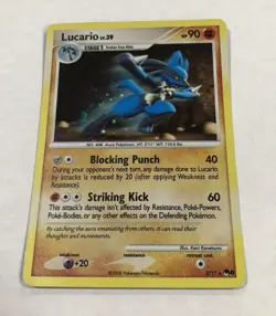 Pokemon LUCARIO Card 2/17 Holo Rare MP POP Series 8 Unlimited Moderate Play - Image 2