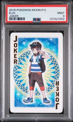 2016 POKEMON MOON PLAYING CARDS JOKER ELIO PSA 9 - Image 1