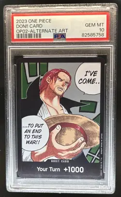 2023 One Piece Paramount War OP02 Don!! Card Shanks Alt Art NNO PSA 10 - Image 1