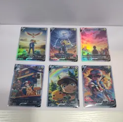 Lot of 6 Custom holo Ash's Pikachu V Pokemon Trading Card sleeved & top loaded - Image 2