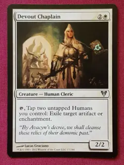 Magic The Gathering AVACYN RESTORED DEVOUT CHAPLAIN white card MTG - Image 1