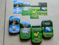 FREE PIKACHU POKECOIN TCG GO MINI TIN SET OF 3 ART CARD AND CASE ONLY Very Nice - Image 4