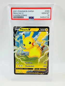 2021 Pokemon SWSH Pikachu V Fusion Strike #086 PSA 10 - Image 1