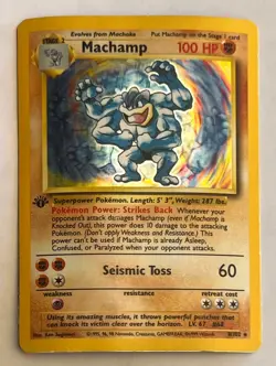1999 Pokemon Base Set 1st Edition Machamp 8/102 Holo Rare WOTC Damaged - Image 1