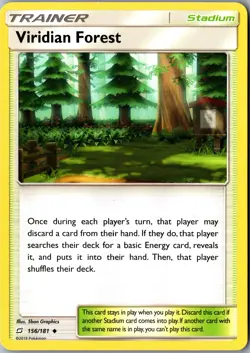 Viridian Forest 156/181 Uncommon SM - Team Up LP Pokemon Card - Image 1