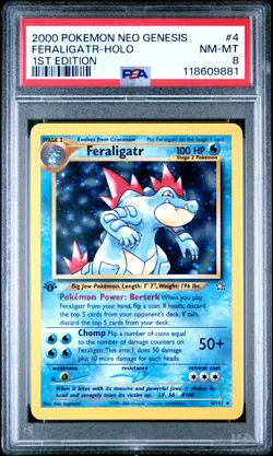 2000 Pokemon Neo Genesis 1st Edition #4 Feraligatr Holo PSA 8 NM-MINT - Image 1