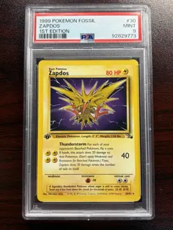 Pokemon Zapdos 30/62 Fossil Non-holo PSA 9 - Image 1