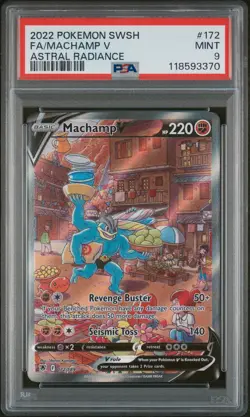2022 POKEMON SWORD & SHIELD ASTRAL RADIANCE #172 FULL ART/MACHAMP V PSA 9 - Image 1